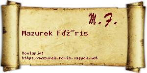 Mazurek Fóris névjegykártya
